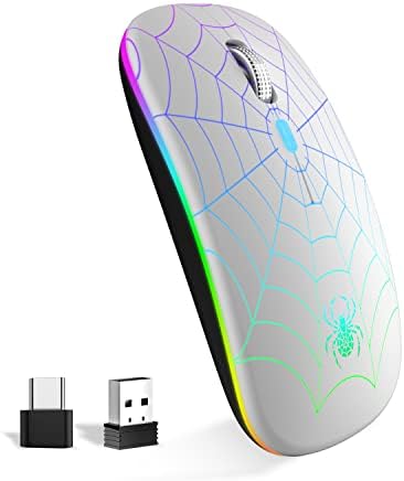 Souris sans Fil Bluetooth Rechargeable Portable avec Adaptateur USB Type-C,Précision réglable (800/1200/1600),7 Couleurs RGB Multicolore (Argenteo)Avis,  Fiche Technique et Prix au Maroc
