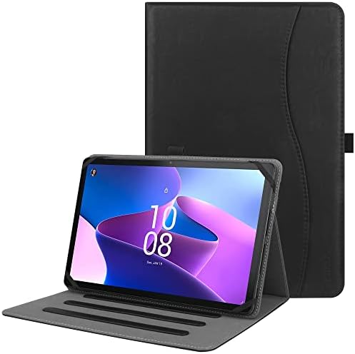 HGWALP Étui Universel pour Tablette 9 Pouces-10,5 Pouces, Étui Folio en Cuir PU Multi-Viewing Angels avec Dragonne pour Tablette Tactile 9" 10,1" 10,5", avec Bande de Fixation Réglable en Silicone-Noir
 Fiche Technique et Prix au Maroc