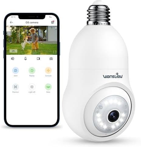 wansview Ampoule Camera Surveillance WiFi Exterieure sans Fil - 2k Caméra Intérieure IP Étanche, Suivi Humain, Vision Nocturne Couleur, Audio Bidirectionnel, Compatible avec Alexa & Google, G6 Fiche Technique et Prix au Maroc