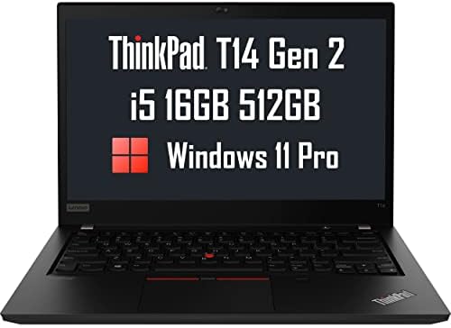 Lenovo ThinkPad T14 Gen 2 14" FHD (Intel 4-Core i5-1135G7, 16 Go de RAM, 512 Go SSD, UHD Graphics) Ordinateur portable professionnel IPS, rétroéclairé, empreinte digitale, 2 x Thunderbolt 4, webcam, garantie 3 ans, Windows 11 Pro
 Fiche Technique et Prix au Maroc