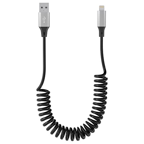 Cable iphone Spirale compatible Apple Carplay [Certifié Apple MFi] cable retractable iphone court avec synchronisation des données, cable iphone carplay court pour iPhone/Pad/Pod Fiche Technique et Prix au Maroc