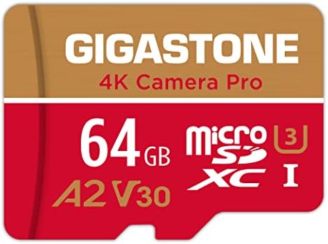 Gigastone Carte Mémoire 64 Go 4K Caméra Pro, Compatible avec GoPro Drone Switch, Vitesse 95 Mo/s. pour 4K Vidéo, A2 U3 V30 Carte Micro SDXC avec Adaptateur SD. Fiche Technique et Prix au Maroc