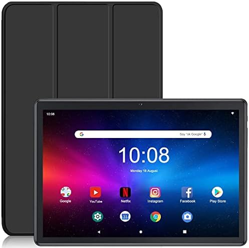 Tablette Android 10 pouces, tablette Android 11, 32 Go ROM 128 Go d'extension, IPS HD, écran tactile 2,5D G + G, tablettes Wi-Fi certifiées Google, double caméra 8 MP, longue durée de vie de la batterie, noir (avec étui en cuir)
 Fiche Technique et Prix au Maroc