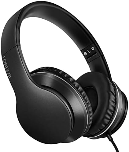 LORELEI X6 Casque Over-Ear avec Microphone, léger et Pliable stéréo Basse avec 1,45 m sans nœud, Casque Filaire Portable pour Smartphone Tablette MP3 / 4 Noir Avis, Fiche Technique et Prix au Maroc