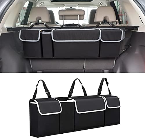 CGEAMDY Rangement Coffre de Voiture, Organisateur de Rangement pour Voiture en Tissu Oxford, Organisateur Coffre Voiture Pliable et étanche avec 4 Poches, Rangement Voiture Interieur (Noir) Fiche Technique et Prix au Maroc