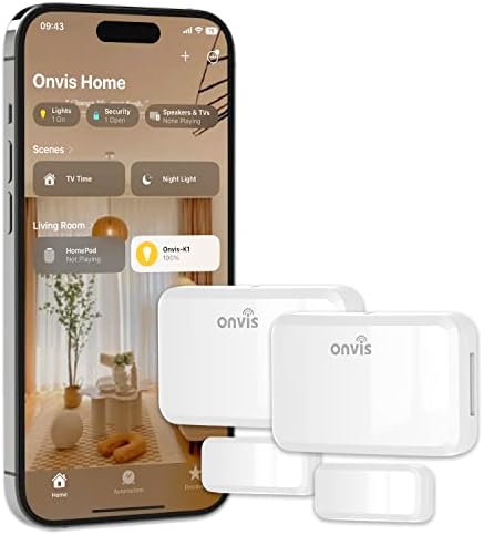 Onvis Détecteur d'Ouverture Porte/Fenêtre, Compatible avec Apple HomeKit Détecteur sans Fil pour Système d'Alarme et Domotique Intelligente, Notifications (Ouverte/Fermée), Bluetooth/Thread (2 Pack) Avis, Fiche Technique et Prix au Maroc