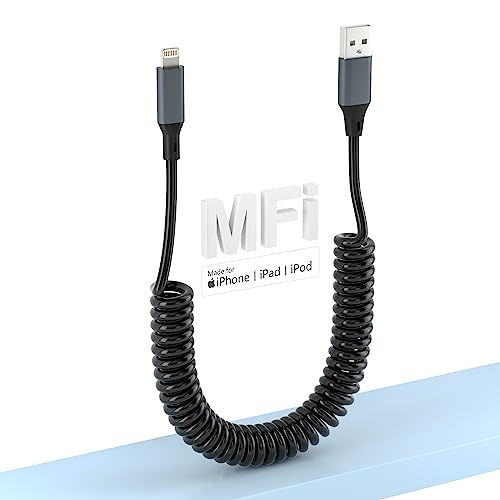 Cable iPhone Spirale pour Apple CarPlay[certifié Mfi],Cable iPhone Voiture avec transmission de données et charge rapide,câble USB vers Lightning,Câble Lightning Court pour iPhone/iPad/iPod Fiche Technique et Prix au Maroc