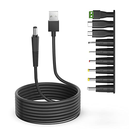 TAIFU 5V 9V 12V 17V 1A 2A 3A USB DC Connecteur Adaptateur de Cable to 5.5*2.1mm avec 7 Embouts 2.5*0.7/ 3.5*1.35/4.0*1.7/4.8*1.7/5,5 *1.7/ 5.5*2.5 / Micro USB Pour Tablet,JBL Pulse,Samsung Cellphone Fiche Technique et Prix au Maroc