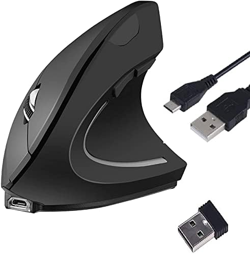 Souris verticale sans fil ergonomique avec souris verticale,souris optique rechargeable optique 2.4G Souris optique de haute précision réglable800/12001600DPI,5boutons pour PC/Ordinateurportable/MacAvis,  Fiche Technique et Prix au Maroc