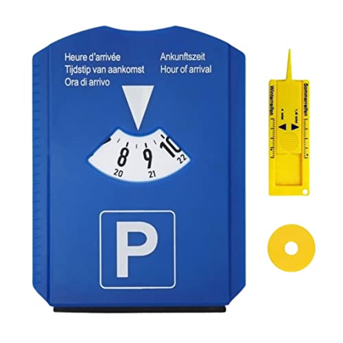 DISQUE STATIONNEMENT ZONE BLEUE avec Gratte Givre Pare Brise Voiture | Jauge de Profondeur de Pneu Auto | Jeton de Caddie | Disque bleu PVC Plastique | Durable et Indechirable Fiche Technique et Prix au Maroc