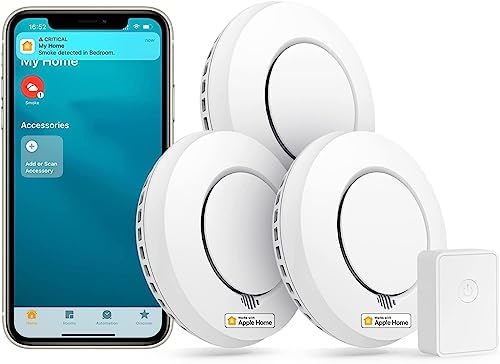 Meross Détecteur de Fumée Interconnecté (avec HUB), Lot de 3 Détecteur de Fumée Intelligent Compatible avec Apple HomeKit, Alarme Incendie avec Pile Remplaçable, Notification d'Alerte par App Avis, Fiche Technique et Prix au Maroc