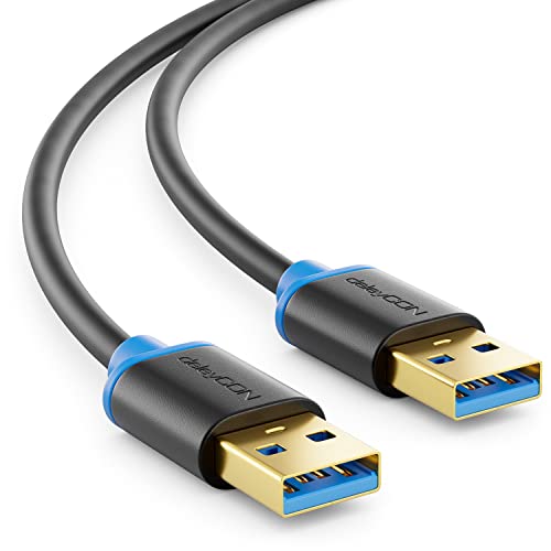 deleyCON 2m USB 3.0 Super Speed Câble de Données - USB A (Mâle) vers USB A (Mâle) Taux de Transfert jusqu'à 5 Gbit/s - Noir Fiche Technique et Prix au Maroc