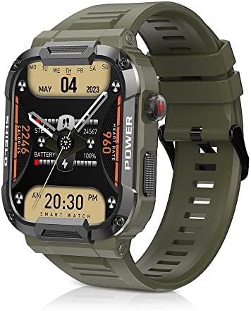 Montre Connectée Homme avec Appel Bluetooth Montre Intelligente 110+ Modes Sportifs Fréquence Cardiaque Sommeil Trackers d'activité Météo Militaire Smartwatch IP68 Étanche pour Android iOS (Vert) Fiche Technique et Prix au Maroc