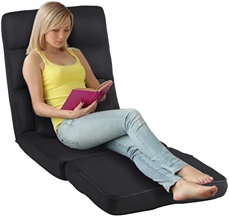 Urnodel Floor Chair with Back Support for Adults Adjustable 14 Positions Video Game Chairs Foldable Floor Lounger with Pillow 8823(Black) Fiche Technique et Prix au Maroc