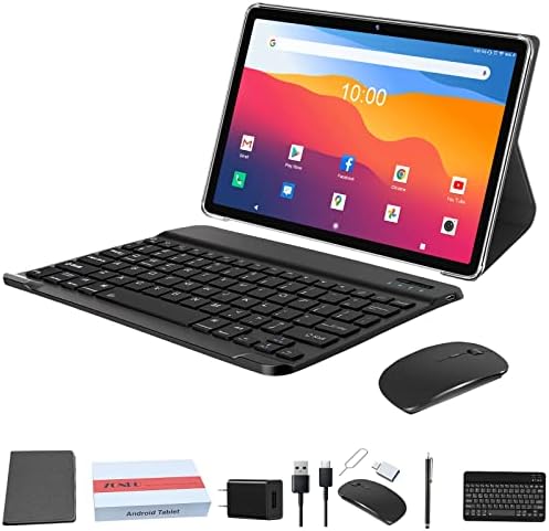 2023 Nouvelle tablette 2 en 1 128 Go de stockage + 1 To d'extension pour tablettes 10 pouces, tablette PC WIFI 2,4 G et 5 G, tablette Android avec clavier, Octa Core, écran tactile HD, double caméra 13 MP, tablette GMS avec étui souris (gris)
 Fiche Technique et Prix au Maroc