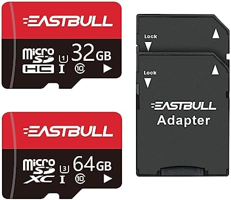 EASTBULL Scheda Micro SD 32GB (2 Pezzi) + Adattatore SD, Classe A1 U1 V10, Per Smartphone, Drone, Full HD E 4K