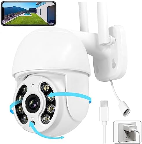 Camera Surveillance WiFi Exterieure, IP Caméra PTZ Connecteur USB Type-C, Suivi Automatique, Vision Nocturne Couleur, Détection Mouvement, 355° 90° Rotation, Audio Bidirectionnel Fiche Technique et Prix au Maroc