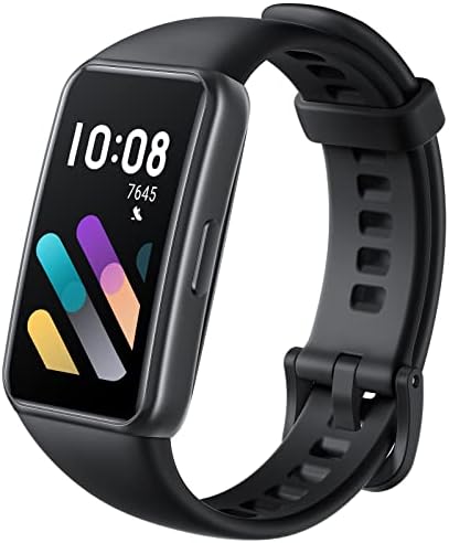 HONOR Band 7 Smartwatch Grand écran AMOLED de 1,47 Pouces, 14 Jours de Surveillance de la fréquence Cardiaque SpO2, du Sommeil et du Stress, 96 Modes d'entraînement, 5ATM Tracker d'activité, Noir Fiche Technique et Prix au Maroc