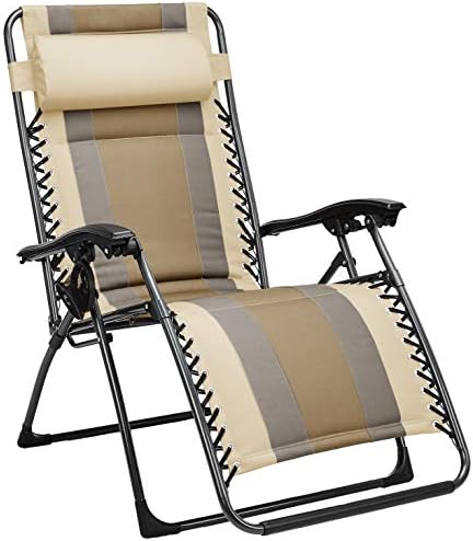 Amazon Basics Chaise longue inclinable pliante réglable à gravité zéro avec oreiller, beige, 65 po P x 44,1 po l x 29,5 po H
 Fiche Technique et Prix au Maroc