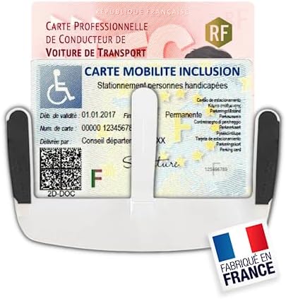 Support Carte Handicapé Pare Brise (Fabriqué en France) Porte Carte Handicapé Pare Brise Accessoires Auto Support Carte VTC / Taxi / Ticket de Stationnement - Voiture / Macaron - Pochette (Garantie) Fiche Technique et Prix au Maroc
