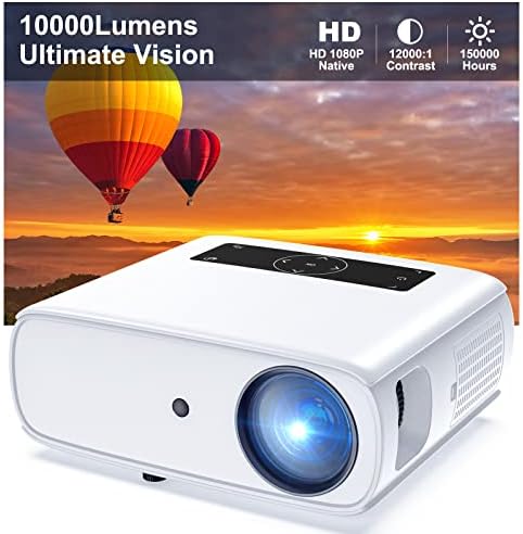 Vidéoprojecteur Full HD natif 1080P, Home cinéma 10000L Projecteur, 4K Supporté Fonction Zoom RétroProjecteur 350'' pour Smartphone/PC/Ordinateur portable/PS4/FireStick/EXCEL/PPTAvis, Fiche Technique et Prix au Maroc