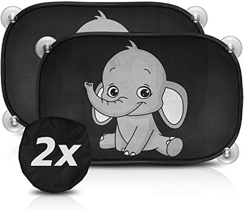 SMARTCAR ADDS Pare-Soleil Voiture bébé - Pare Soleil Enfant, 2 pc., 48x 30cm, Protection UV/Chaleur, Nouvelles Ventouses, Accessoire Voiture Interieur, Éléphant Fiche Technique et Prix au Maroc