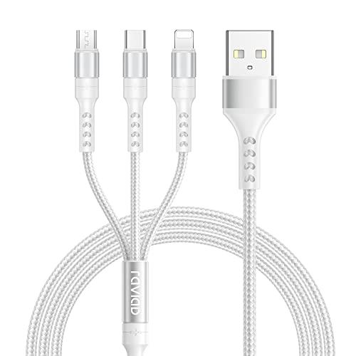 RAVIAD Câble Multi USB, 3 en 1 Multi Chargeur USB Câble en Nylon Tressé avec Micro USB Type C Lightning Connecteurs pour iPhone, Samsung Galaxy S22 S21, Huawei P30, Honor, OnePlus, Wiko, Kindle 1.2M Fiche Technique et Prix au Maroc