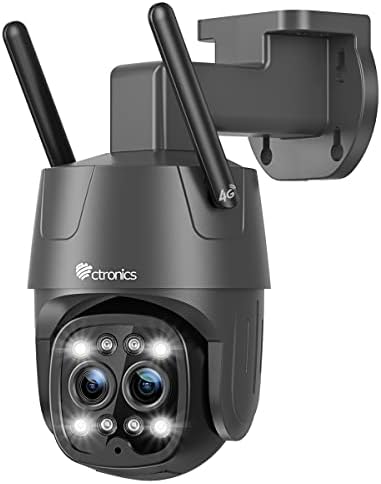 Ctronics 3G/4G LTE Caméra Surveillance Exterieure à Double Objectif, IP Caméra avec Suivi Auto du Zoom Détection Humaine 6X Zoom Hybride Vision Nocturne Couleur Audio Bidirectionnel, Carte SIM Incluse Fiche Technique et Prix au Maroc
