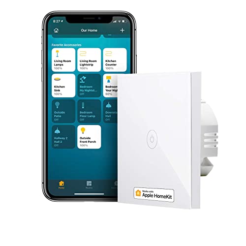 Meross Interrupteur Connecté (FIL NEUTRE REQUIS), Interrupteur Wi-Fi Compatible avec HomeKit, Alexa, Google Home et SmartThings, Interrupteur Mural Tactile avec Commande Vocale et Contrôle à Distance Avis, Fiche Technique et Prix au Maroc