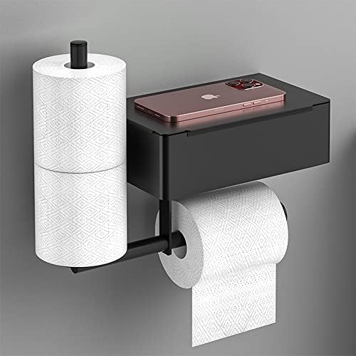Bugucat Porte Papier Toilette, Auto-Adhesif Porte Papier Rouleau WC Porte Papier Toilette Mural avec Boîte de Rangement sans Percage, Acier INOX Support Papier Toilette Mural pour Salle de Bain Fiche Technique et Prix au Maroc