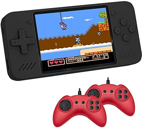 Retro Handheld Game Console 600 Classic FC - 3,5" - 5000mAh - Mini console de jeux portable avec 2 manettes de jeu, support TV Out et deux lecteurs - Cadeaux pour enfants et adultes (noir) Fiche Technique et Prix au Maroc