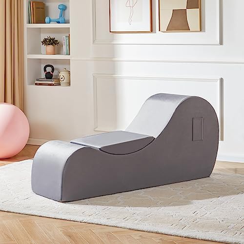 Lazyzizi Yoga Chaise Lounge for Exercise, Relaxation,Stretching, Cuverd Yoga Chair with Washable Cover, Non-Slip Bottom for Bedroom, Living Room, Indoor & Outdoor Yoga Furniture, Normal Grey Fiche Technique et Prix au Maroc