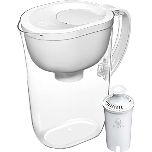 Brita Large Water Filter Pitcher for Tap and Drinking Water with 1 Standard Filter, Lasts 2 Months, 10-Cup Capacity, BPA Free, White (Design May Vary) Avis, Fiche Technique et Prix au Maroc