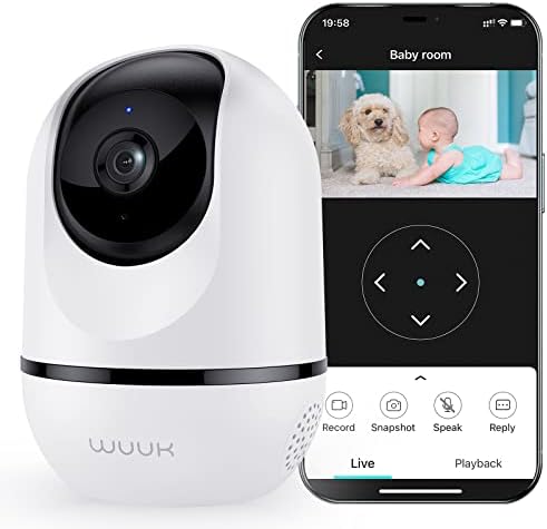 WUUK 4MP/2.5K Caméra Surveillance WiFi Intérieur, Caméra Bébé avec APP, Pan/Tilt à 360° Caméra Intérieure de Sécurité du Domicile, Détection de Movement et Suivi Auto, Compatible avec Alexa& Google Fiche Technique et Prix au Maroc