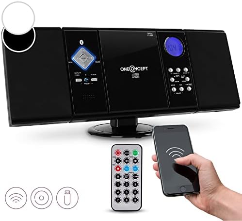 oneConcept V-12-BT - Chaîne HiFi, Radio CD, Lecteur CD Radio, Interface Bluetooth, Lecteur CD-MP3, Port USB, Tuner Radio AM FM, 20 plages programmables, AUX-in, Télécommande - Noir
 Avis, Fiche Technique et Prix au Maroc