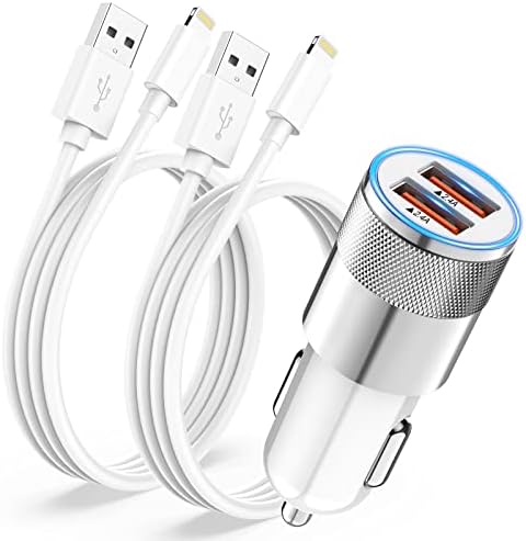 Chargeur Voiture iPhone avec 2x Câble Lightning [Certifié Apple MFi],Chargeur Allume Cigare USB Rapide 2.4A Adaptateur Prise Allume Cigare USB Chargeur Voiture pour iPhone 14 13 12 11 Pro Max/XS/X/8/7 Fiche Technique et Prix au Maroc