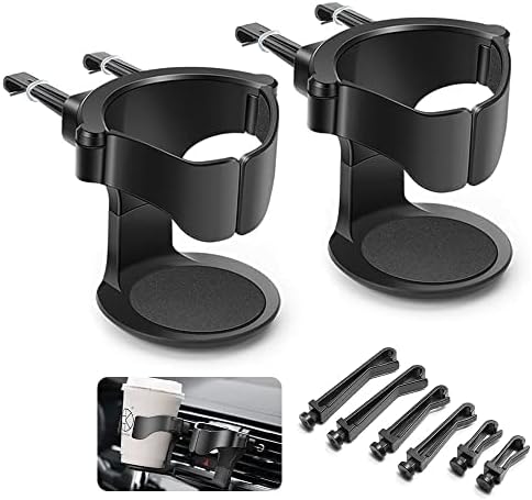 LYCXAMES Porte Gobelet Voiture, 2PCS Support Gobelet Voiture, Porte-gobelet de Voiture Réglable, pour Grille d'Aération de Voitures, Camions, Camping-Cars(Noir) Fiche Technique et Prix au Maroc