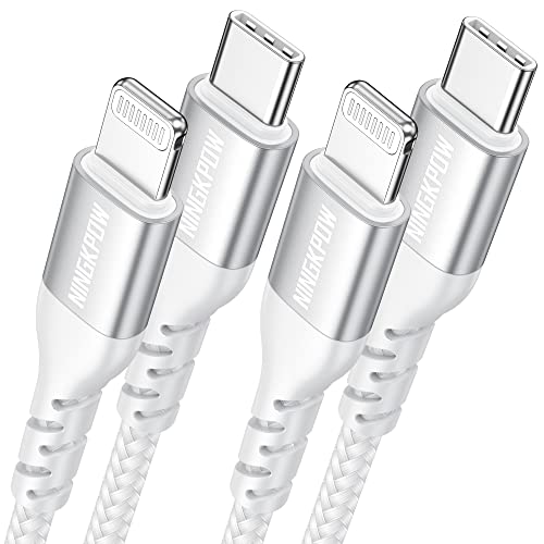 NINGKPOW Câble USB C vers Lightning 2M/Lot de 2 [Certifié MFi] Câble USB C Lightning Charge Rapide Power Delivery Compatible avec iPhone 14 13 12 Mini Pro Max 11 8 7 6 SE 2020 XR XS X - Argent Fiche Technique et Prix au Maroc