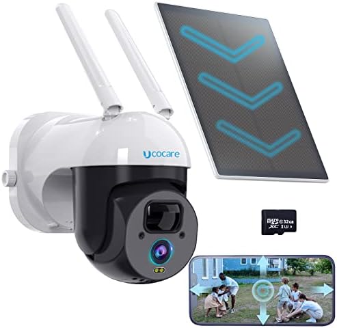 Camera Surveillance WiFi Exterieure sans Fil Solaire avec Carte SD 32 Go, UCOCARE 2K/4MP Camera Caméra IP Batterie, Panneau Solaire 5W, 1440p Vision Nocturne Couleur, Détection Humaine AI, Sirène,IP66 Fiche Technique et Prix au Maroc