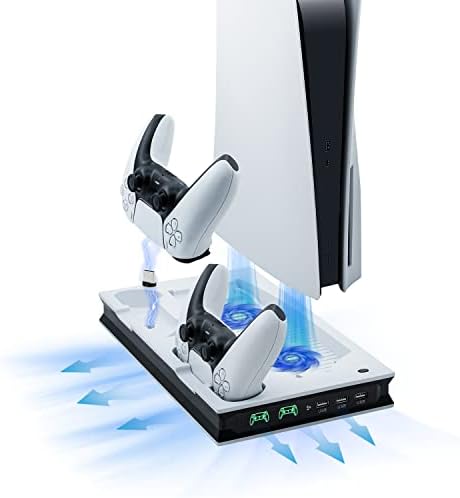 Wigearss PS5 Ventilateur Station de Refroidissement, Support de Charge Vertical avec Chargeur Double Manette, Compatible avec Console PS5 UHD, Digital Edition Fiche Technique et Prix au Maroc