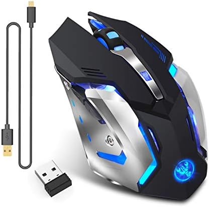 Zienstar Rechargeable 2.4Ghz Souris Gamers sans Fil avec 7 Couleurs Rétro-éclairé-Argent NoirAvis,  Fiche Technique et Prix au Maroc