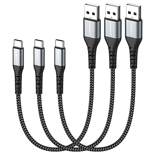 SUNGUY Lot de 3 câbles USB C de 30 cm et câble de données de type C pour Samsung Galaxy S10 S9 S8 S21 S20FE S20 Plus, Huawei P30/P20/P10, Google Pixel Gris Fiche Technique et Prix au Maroc