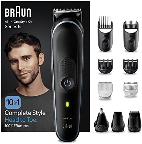 Braun 10-En-1 Tondeuse Électrique Pour Hommes, Series 5, Kit Styling Quotidien Pour Hommes, Pour Tailler La Barbe, Raser Le Corps, Noir, MGK5445
 Avis, Fiche Technique et Prix au Maroc