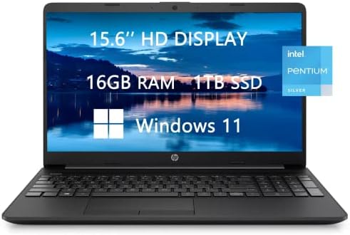 Ordinateur portable HP 15 HD, mise à niveau la plus récente de 2023, Intel Pentium N5030, 16 Go de RAM, SSD 1 To, webcam, RJ-45, Bluetooth, HDMI, USB-C, charge rapide, léger, Windows 11, prêt pour l'école et les affaires, câble ROKC HDMI
 Fiche Technique et Prix au Maroc