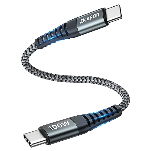 ZKAPOR Câble USB C vers USB C Court 30CM, Cable Chargeur Type C 100W Cable USB C Charge Rapide Compatible avec Samsung Galaxy S23/S22/S21, Pad Pro 11" 2020, Air 2020/2018, Huawei P40/P30, Pixel -Gris Fiche Technique et Prix au Maroc