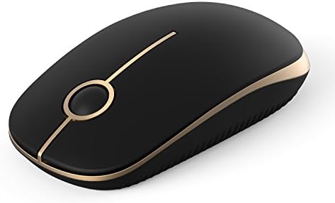 Souris 2,4 G avec récepteur USB, DPI 1600, silencieuse et plate sans fil pour PC, ordinateur portable, MacBook, bureau à la maison (noir et doré)Avis,  Fiche Technique et Prix au Maroc