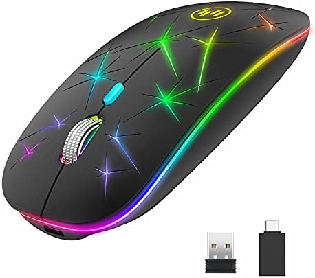 Uiosmuph U19 LED Souris sans Fil, 2.4 GHz Rechargeable silencieuse Souris Optique avec récepteur USB Nano et Adaptateur de Type C pour PC/Tablette/Ordinateur Portable (Sable Noir)Avis,  Fiche Technique et Prix au Maroc