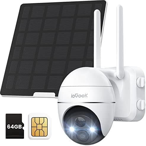 ieGeek 4G/3G LTE Camera Surveillance Exterieure sans Fil Solaire avec Carte SIM et SD 64Go, 2K Camera sans WiFi sur Batteries, 355°/120°, Vision Nocturne Couleur, PIR Détection Humaine, Alarme, IP66 Fiche Technique et Prix au Maroc