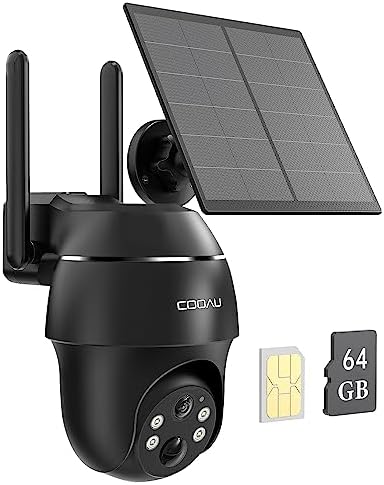 COOAU 2K 4G LTE Caméra de Surveillance Extérieure Sans Fil avec Carte SIM et SD 64G, Batterie Rechargeable Intégrée, Panneau Solaire, Vision Nocturne Couleur, Détection Humaine, IP66, Stockage Nuage Fiche Technique et Prix au Maroc