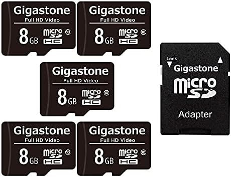 Gigastone Carte Mémoire 8 Go Lot de 5 Cartes, Haute Vitesse de Lecture allant jusqu'à 80 Mo/s. idéal pour Portable Full HD Vidéo, U1 C10 Carte Micro SDHC UHS-I avec 2 Mini étuis et 1 Adaptateur SD. Fiche Technique et Prix au Maroc
